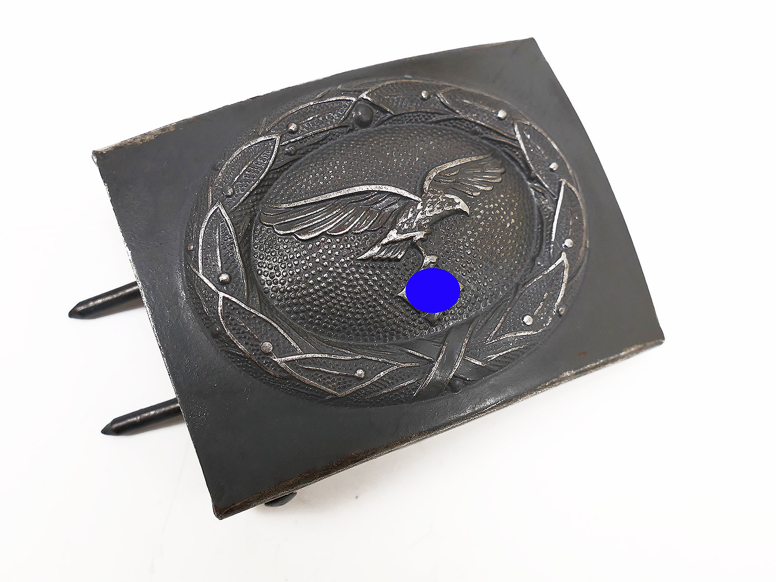 German Air Force (LW) pilot’s belt buckle, steel, Assmann A&S, blue-grey, paratrooper