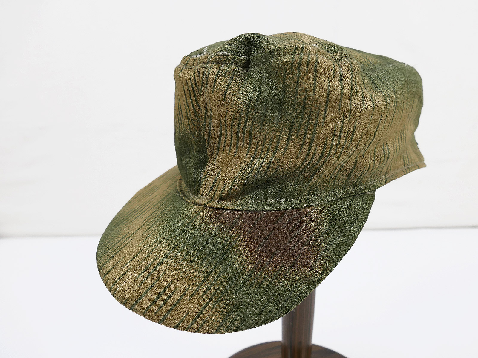 Wehrmacht front production swamp camouflage Drillich field cap Texled Gr.60/61 camouflage cap from museum
