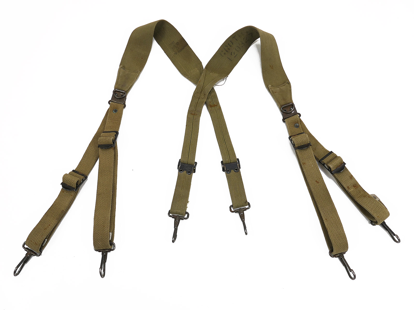 Original US Army WW2 M1936 Suspenders, 1942, Personalised Collection, Battle-worn 