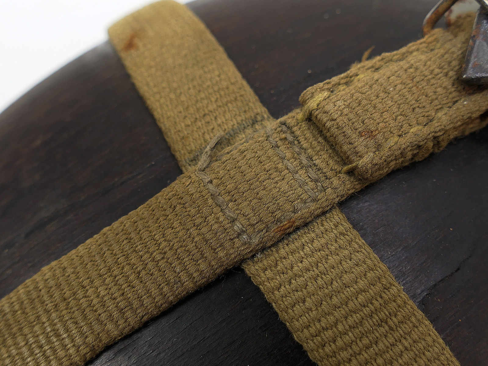 Wehrmacht DAK Afrika Korps coconut-shell field canteen, tropical, H.R.E.42, with cup – COLLECTION, BATTLE-WORN