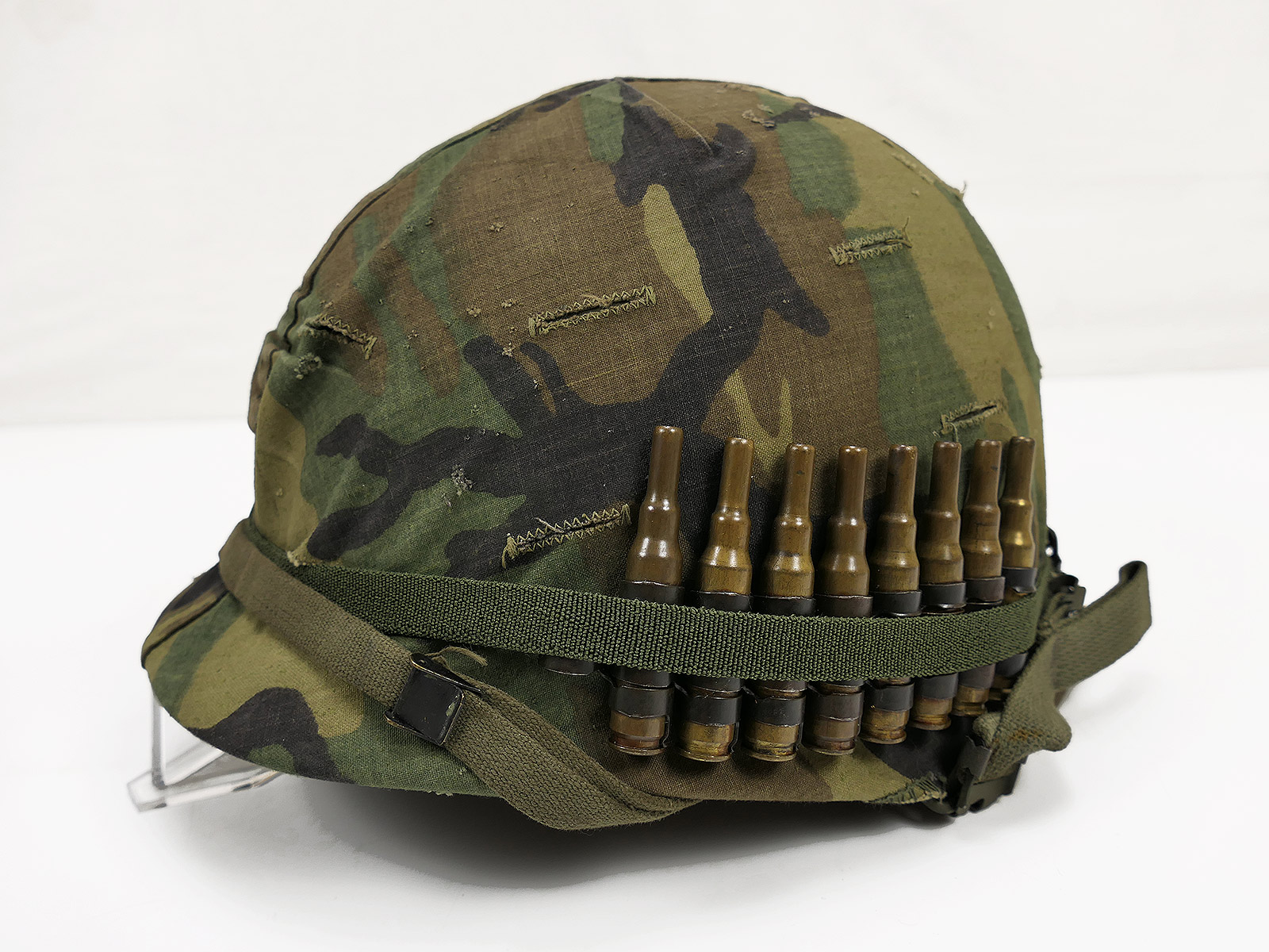 #4 US ARMY M1 steel helmet Vietnam with ERDL helmet cover and accessories NAM