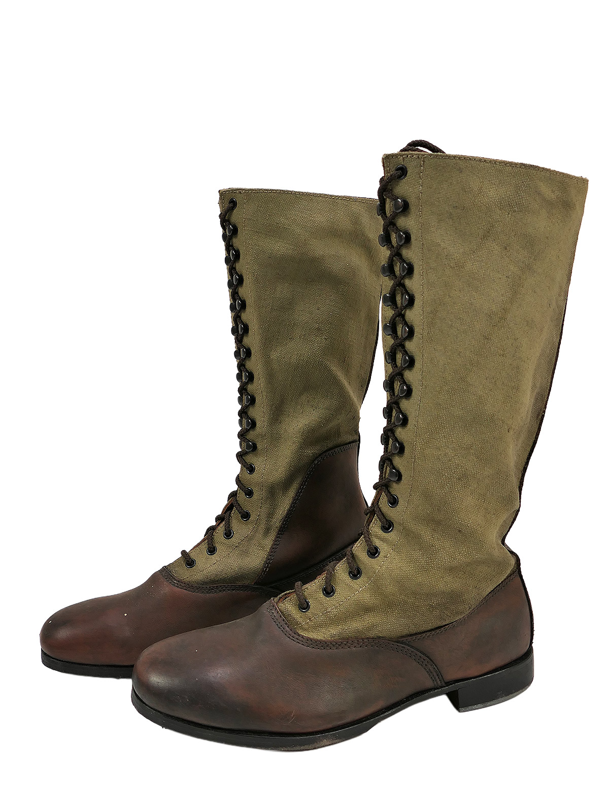 Single pair – Wehrmacht DAK high-top tropical boots, Afrika Korps boots, size 46, COLLECTION BATTLE WORN