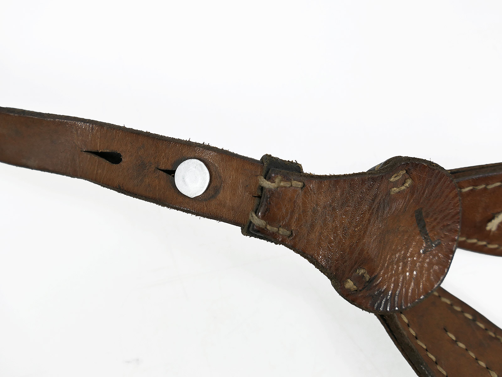 One-off item – Original Wehrmacht Y-strap leather belt carrier by Franz Brehme, 1942. Top condition!  COLLECTION