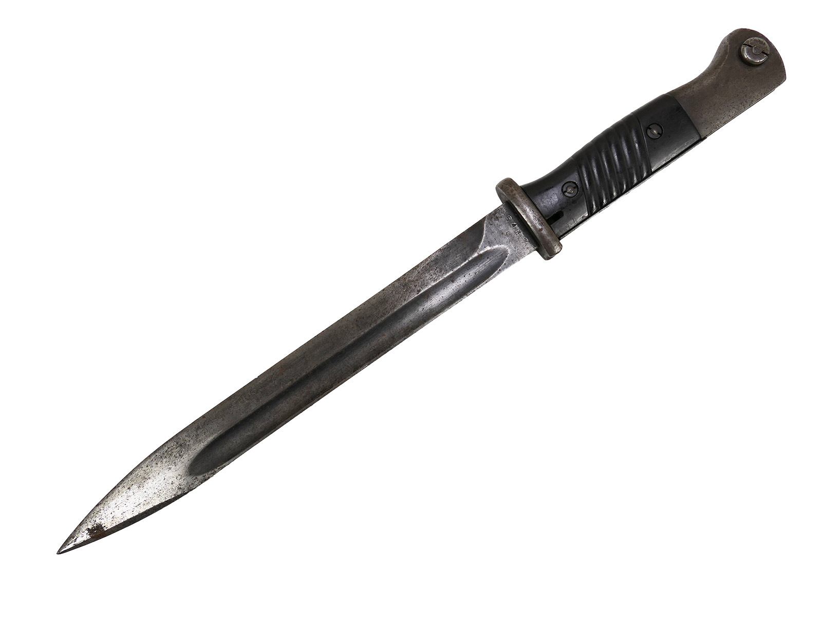 Wehrmacht M84/98 bayonet by Jos Corts, 1940 K98 carbine / fixed bayonet with scabbard, BATTLE-WORN