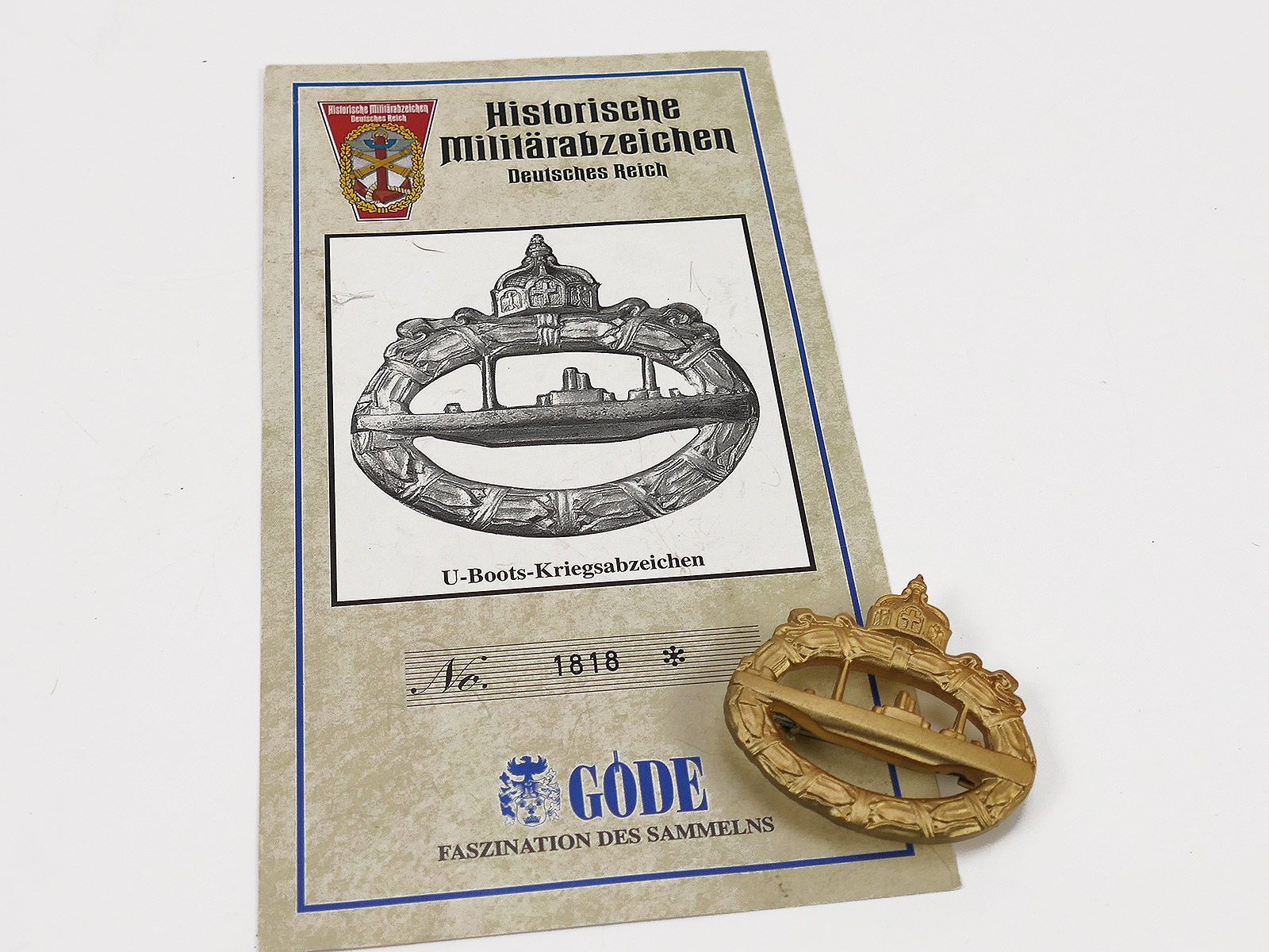 GÖDE First World War Submarine War Badge WW1 / Historical Military Badge