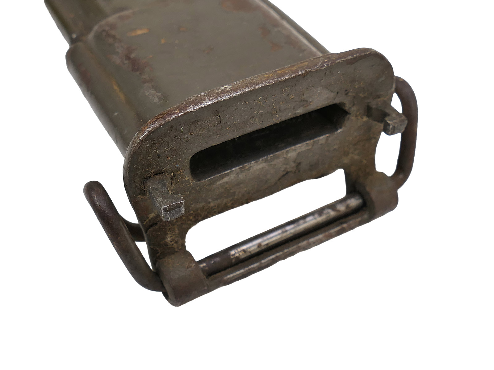 US Army WW2 M1 bayonet in scabbard for the M1 Garand carbine / Collection: BATTLE WORN