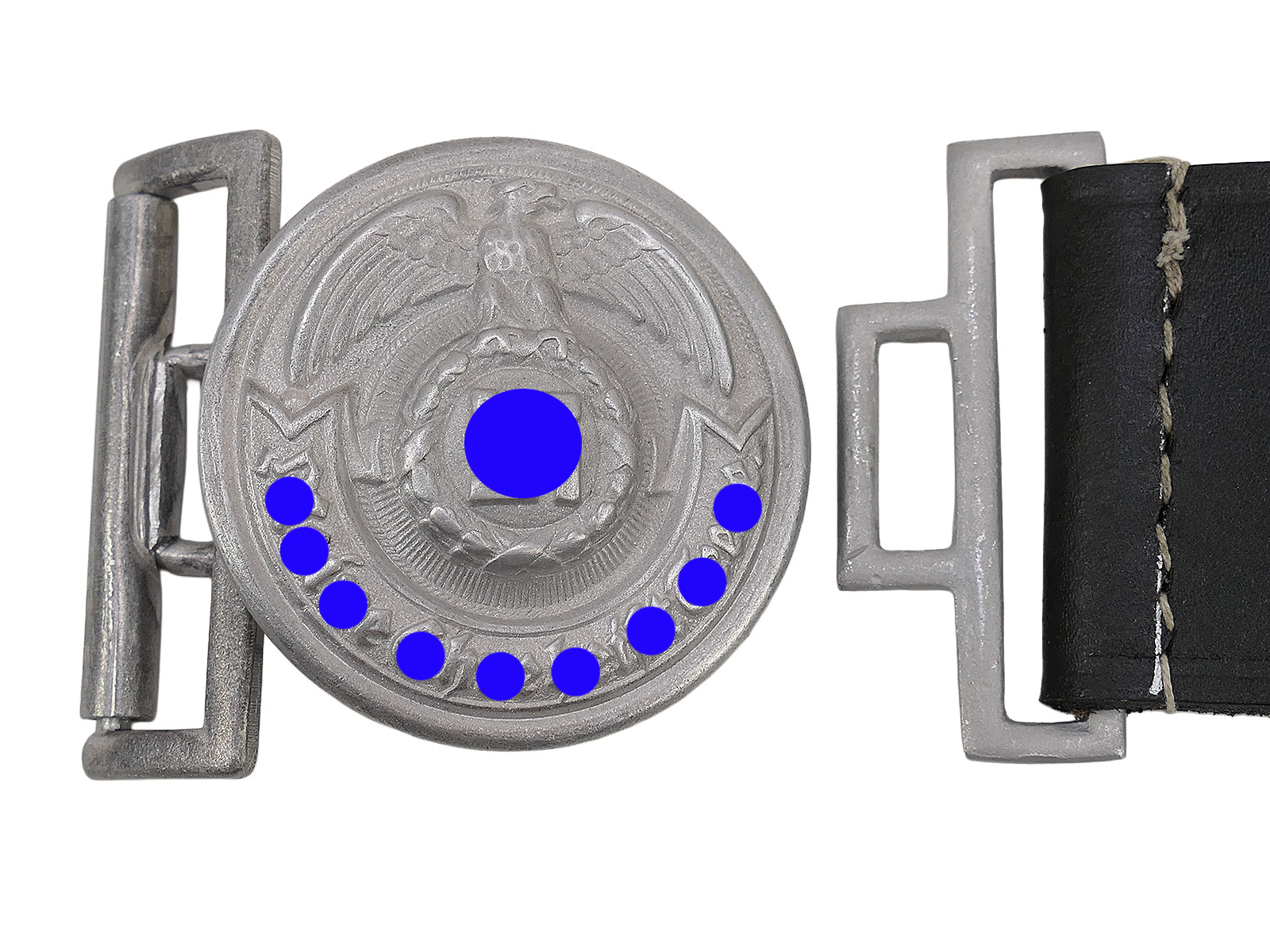 Waffen-SS Führer belt with belt buckle, 100 cm long, leather belt, officer’s Führer belt buckle, COLLECTION