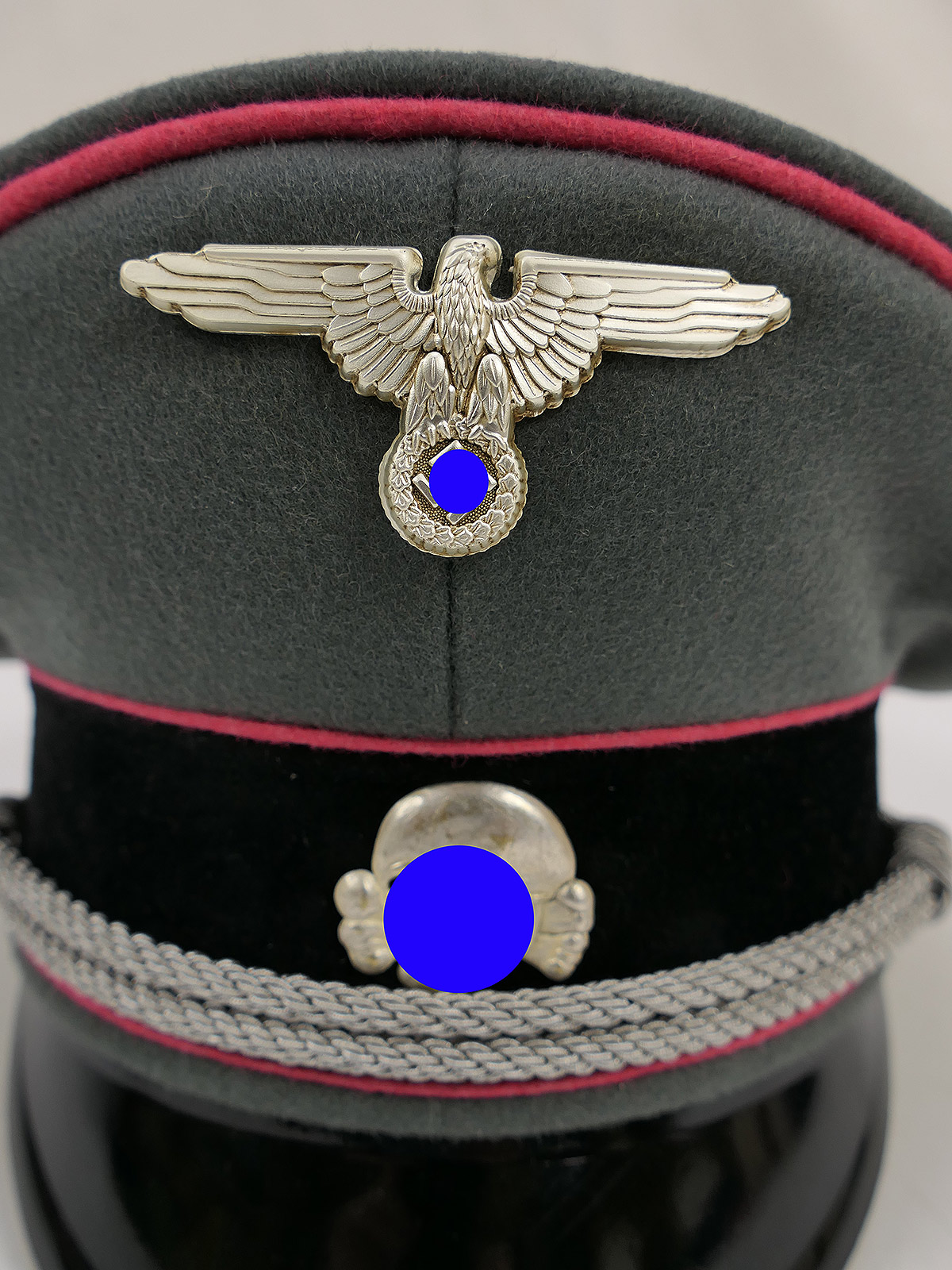 Waffen SS peaked cap, officer’s, PANZERTRUPPE, size 58 – top-quality museum-grade reproduction with metal detailing