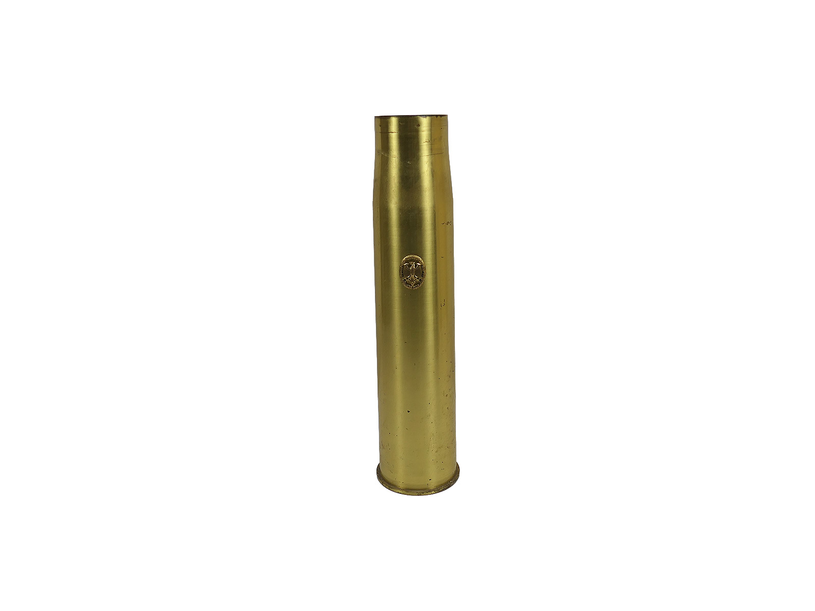 Original ammunition case 105mm brass case cartridge armoured reservists gift with merit badge