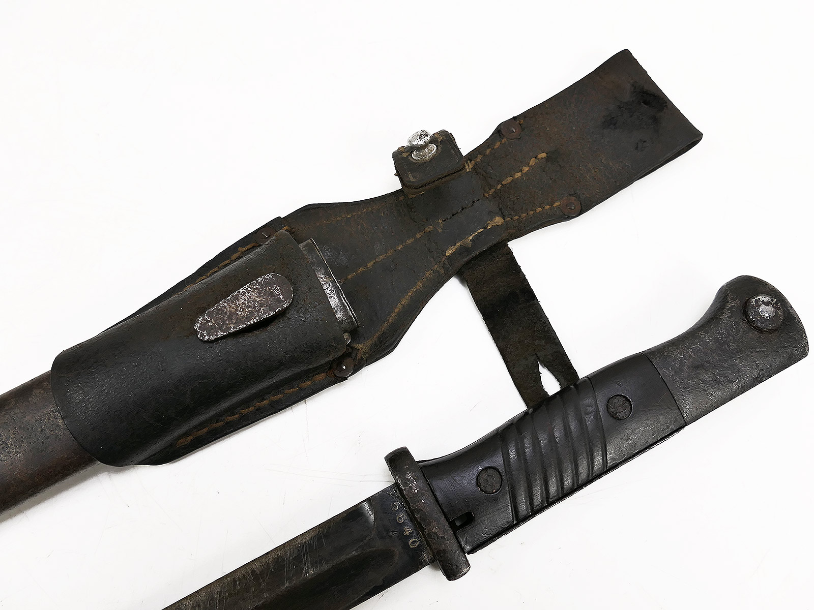 Wehrmacht M84/98 K98 bayonet / S/155 sidearm with belt loop – BATTLE WORN