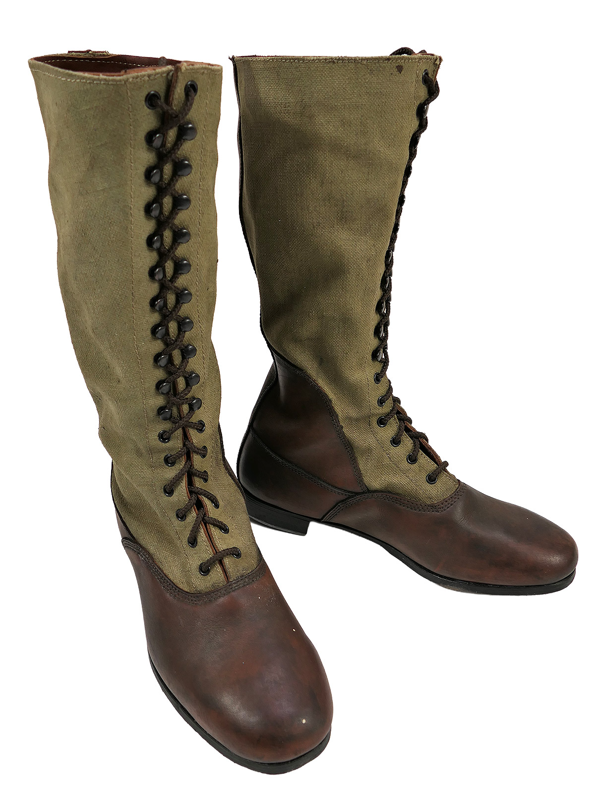 Single pair – Wehrmacht DAK high-top tropical boots, Afrika Korps boots, size 46, COLLECTION BATTLE WORN