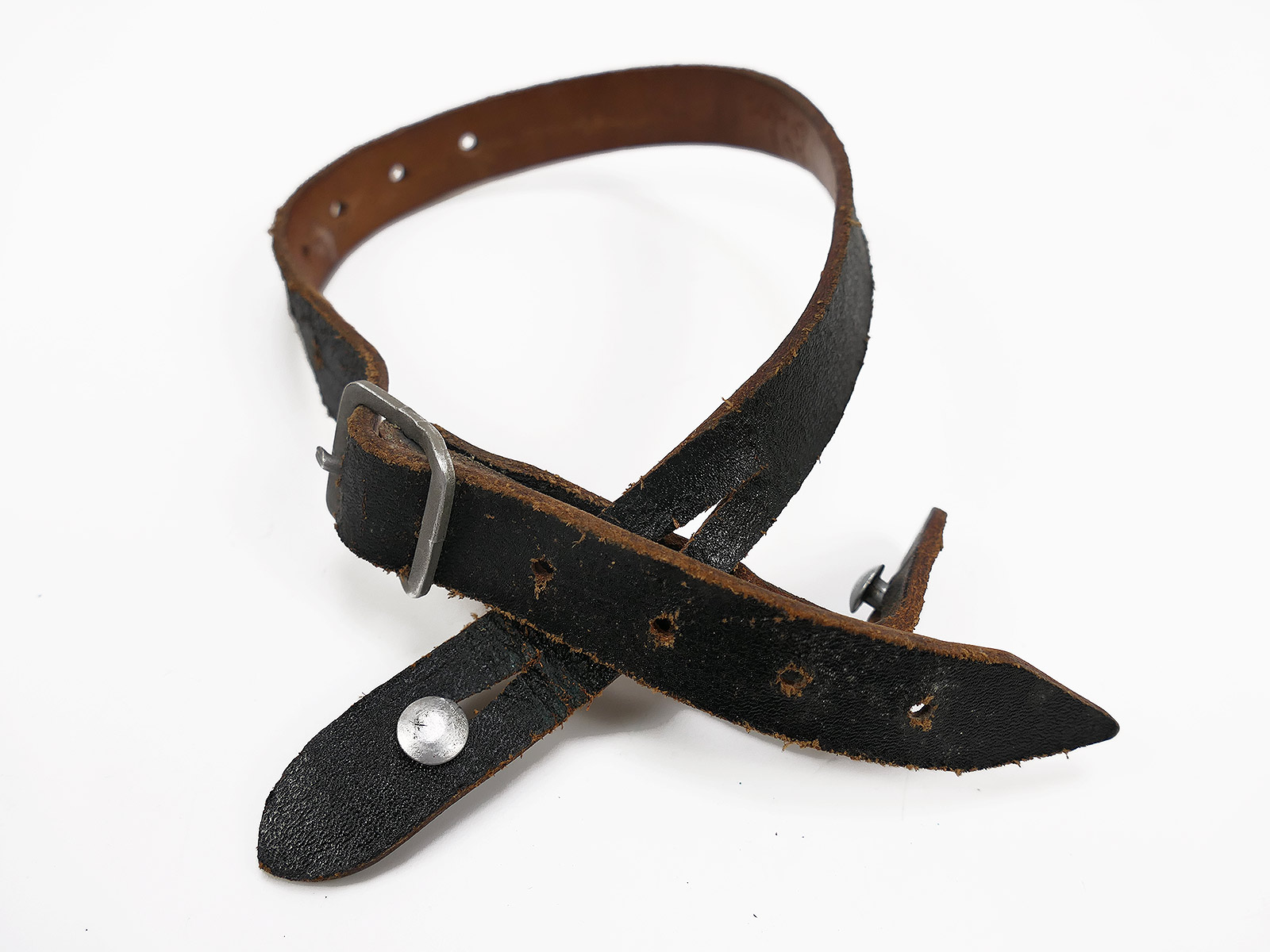 Single piece vintage chinstrap antique for BGS steel helmet / Wehrmacht steel helmet