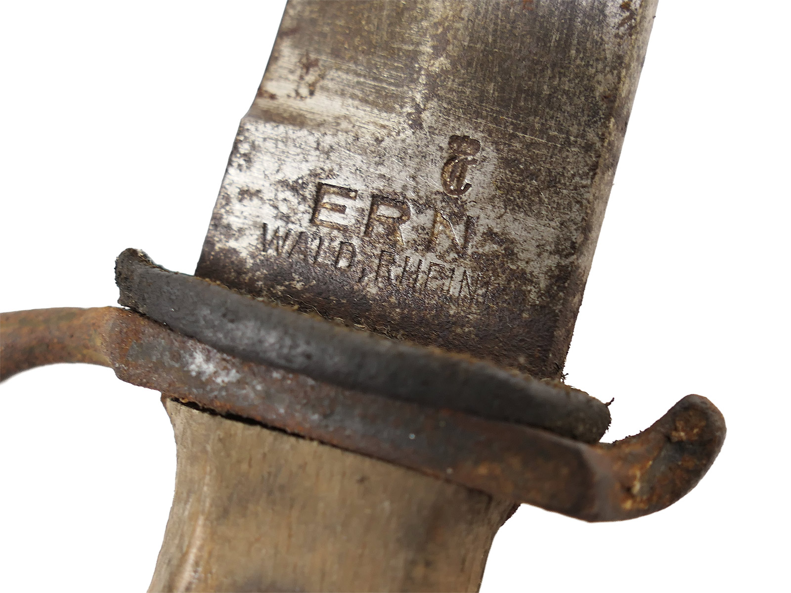 WK1 trench dagger with ERN mark, Rhineland razor factory, COLLECTION BATTLE WORN