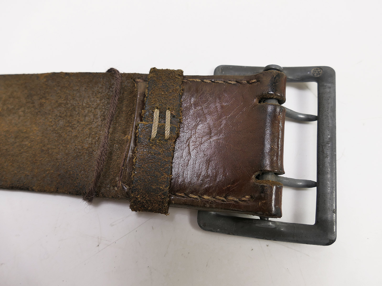 ONE-OF-A-KIND Vintage Assmann double-prong belt, waist belt, 47mm, leather belt, 110cm