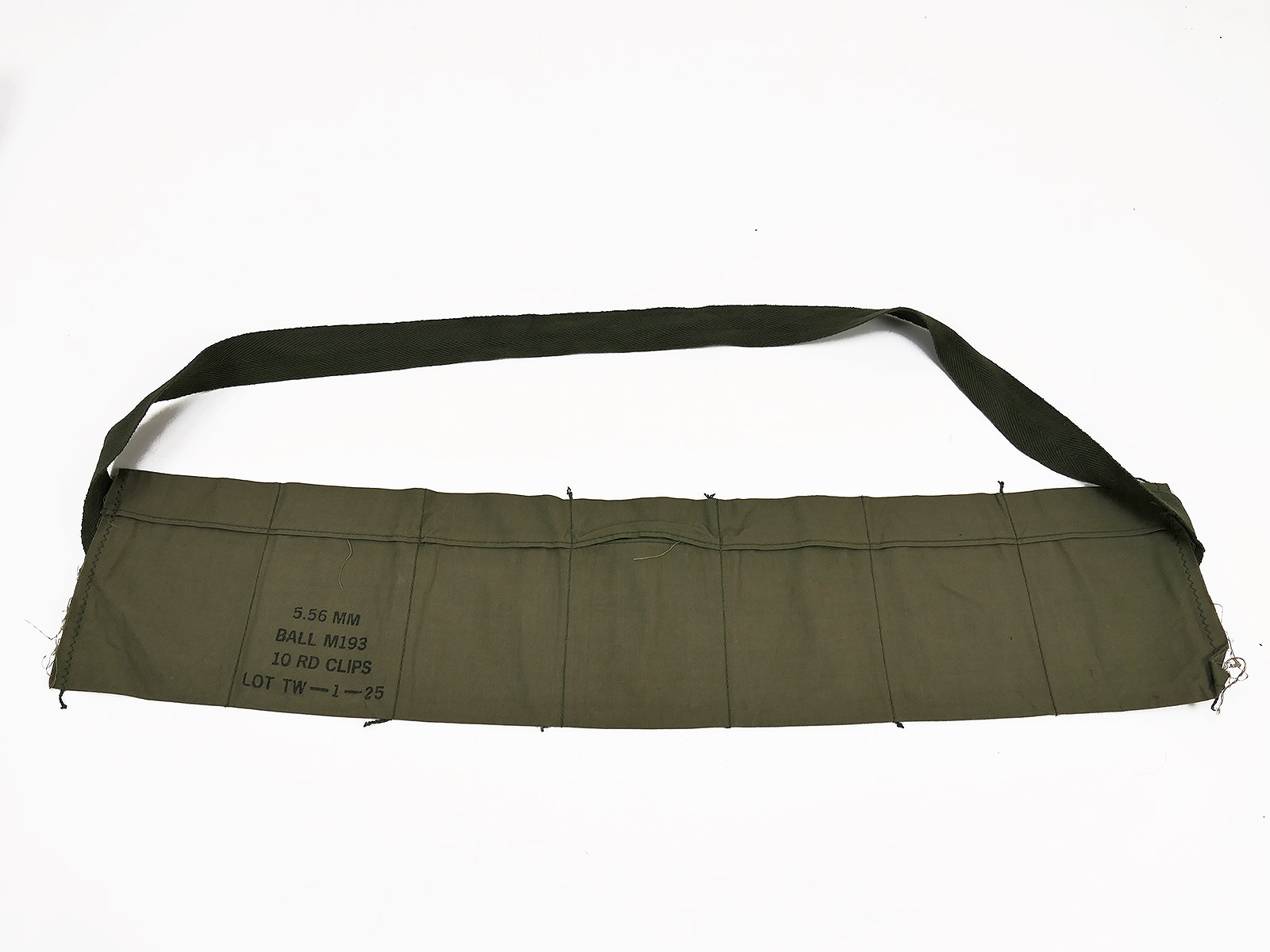 #A/ US Army Vietnam 5.56mm Ball M193 10-round magazine bandolier 1969 M16 ammunition bandolier 