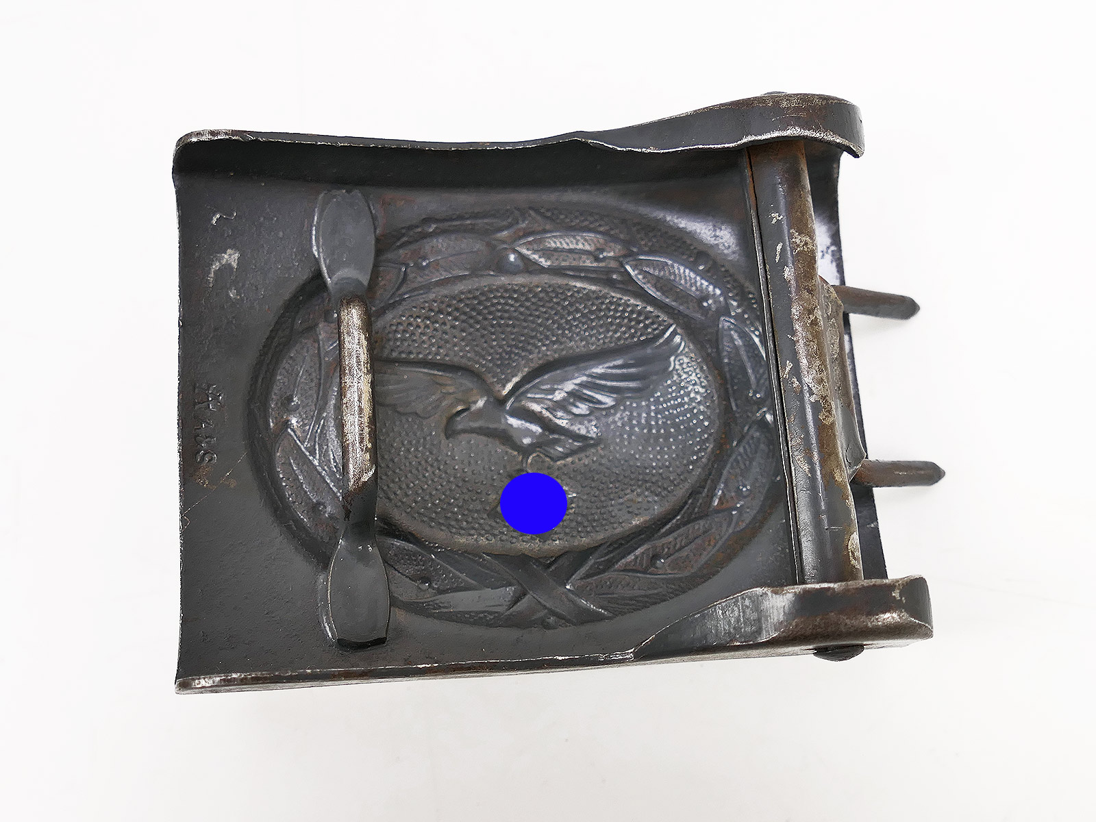 German Air Force (LW) pilot’s belt buckle, steel, Assmann A&S, blue-grey, paratrooper