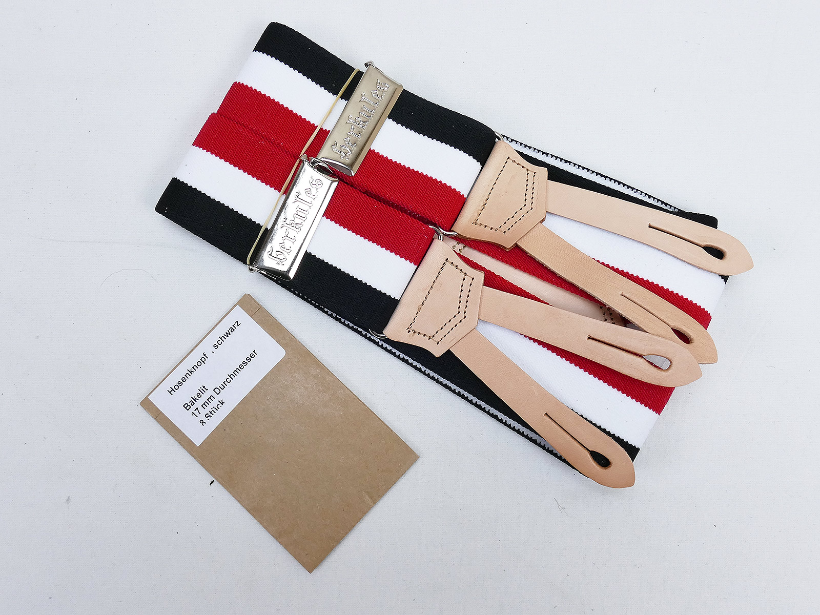 Vintage suspenders HERKULES / ELITE black white red + 8 buttons field trousers uniform