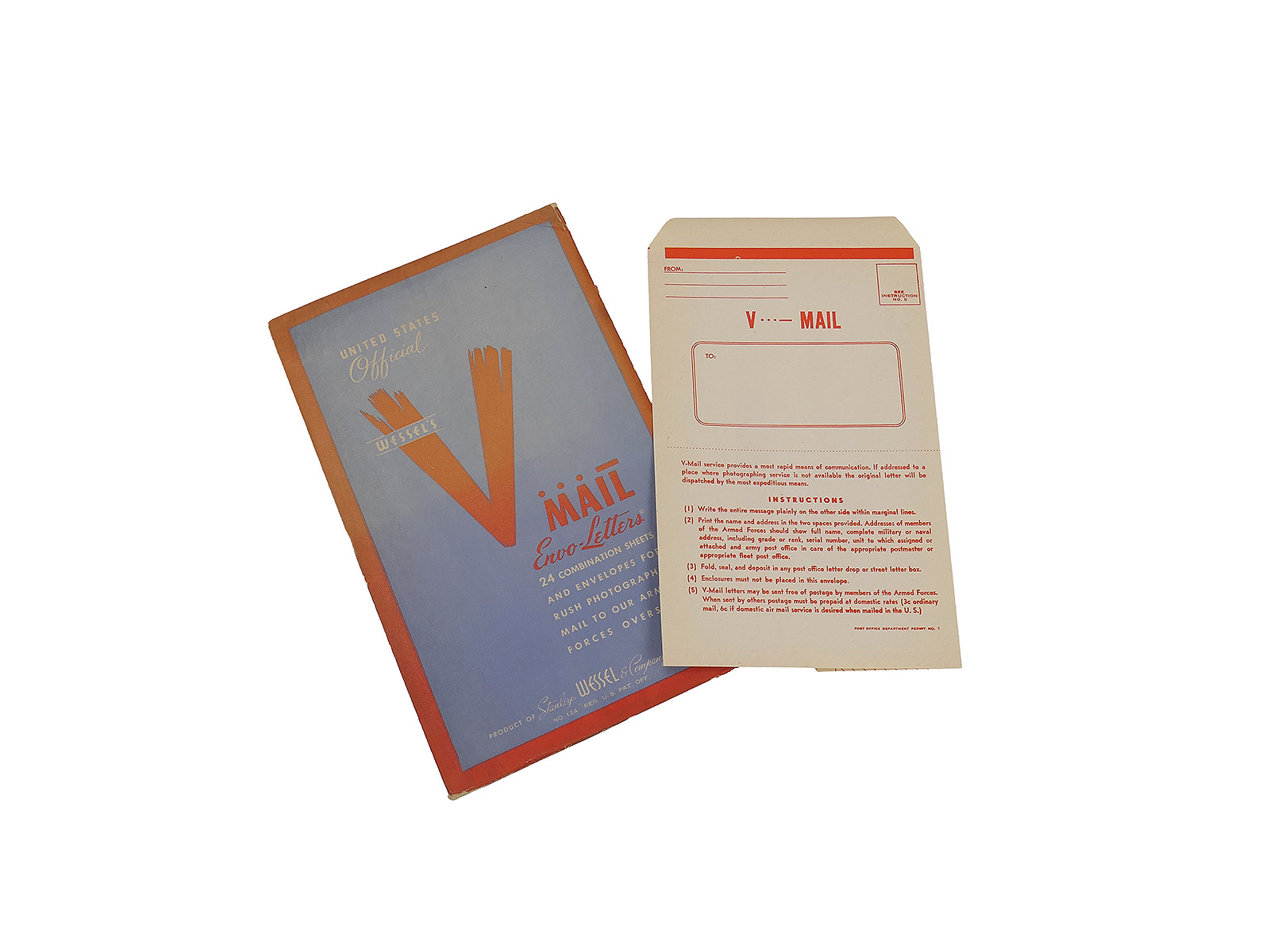 Original US Wessel's V Mail Envo-Letters / Sheet 1x piece Victory Mail To Armed Forces Oversea