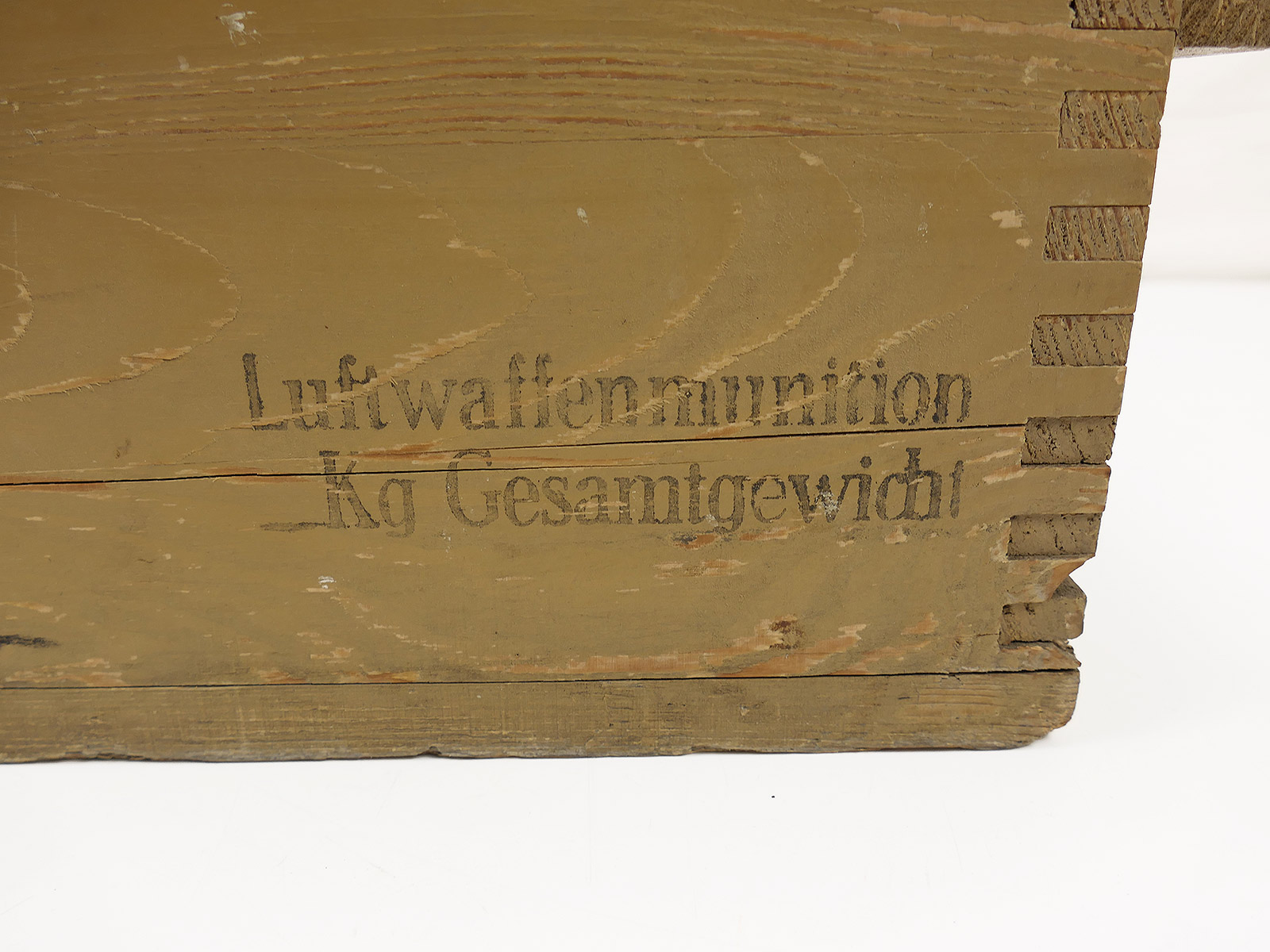Luftwaffe ammunition box, wooden box, Luftwaffe ammunition box from 1943 onwards, original colour