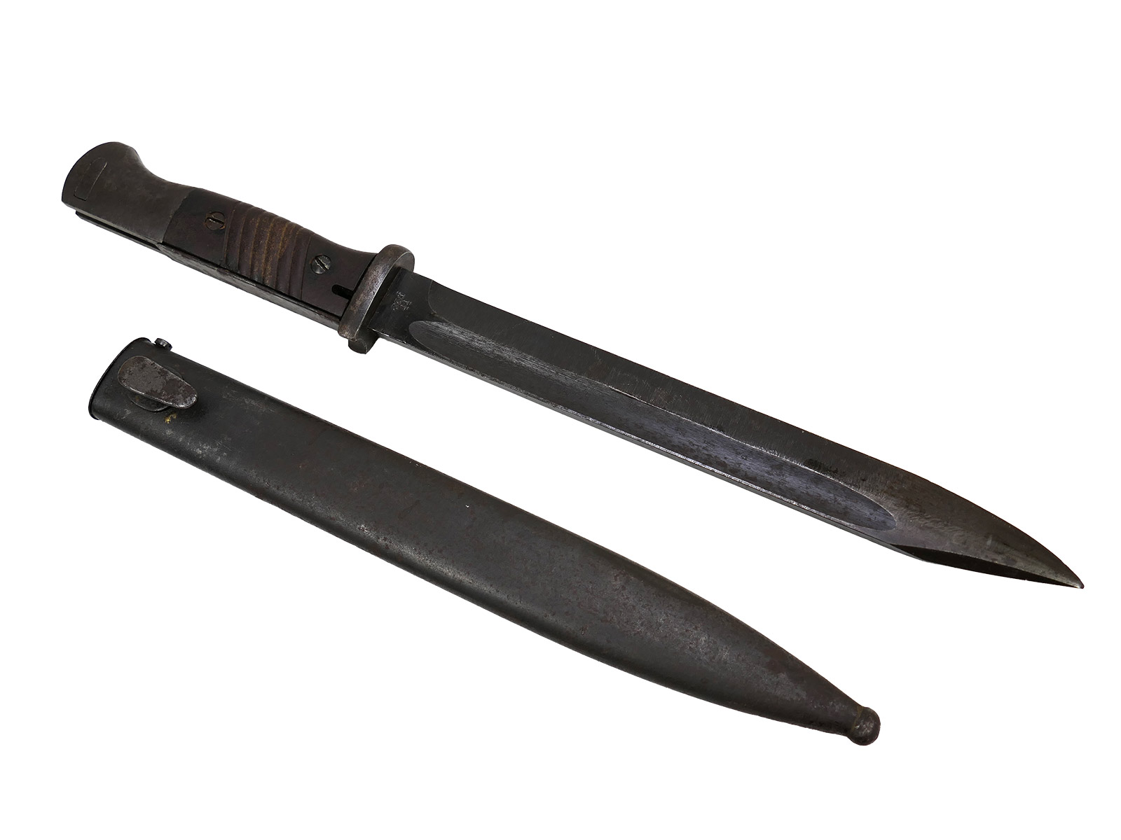 Wehrmacht M84/98 K98 bayonet / side-mounted bayonet – matching serial numbers, cof 44, battle-worn