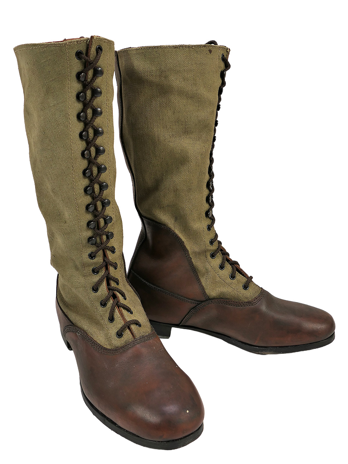 Single pair – Wehrmacht DAK high-top tropical boots, Afrika Korps boots, size 46, COLLECTION BATTLE WORN