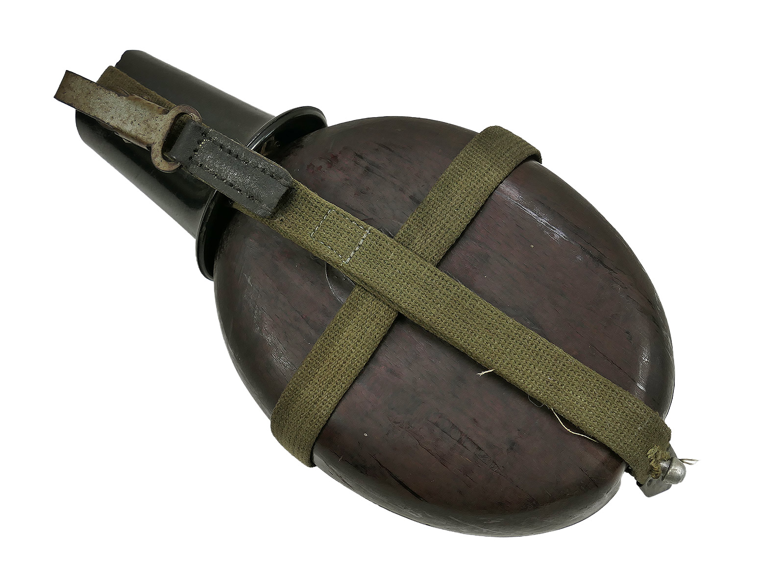 Wehrmacht DAK Afrika Korps coconut field flask, tropical, RITTER ALFURIT, with cup – COLLECTION, BATTLE-WORN