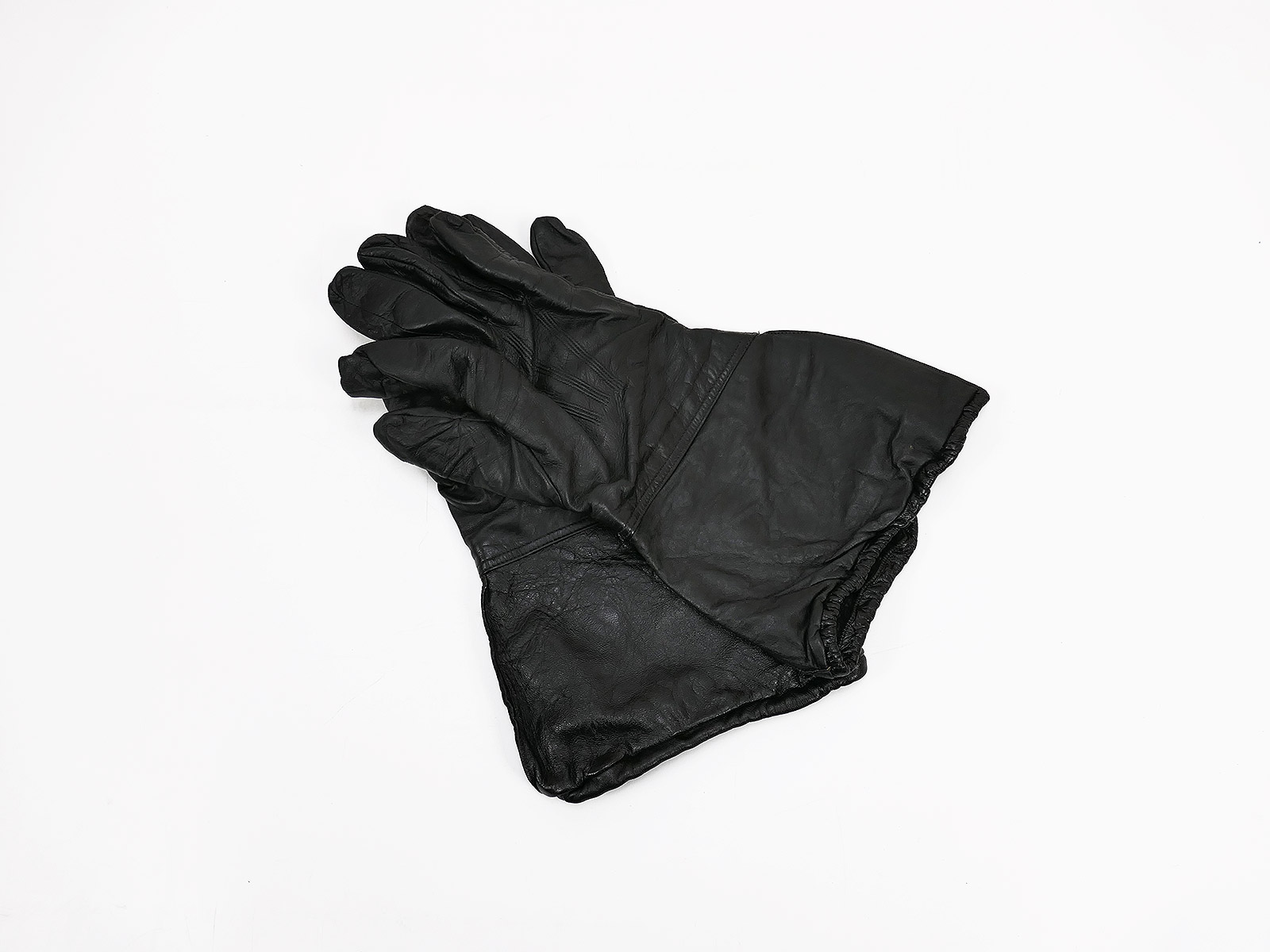 Single piece - WW2 Wehrmacht LW paratrooper leather gloves black FJ Luftwaffe size M