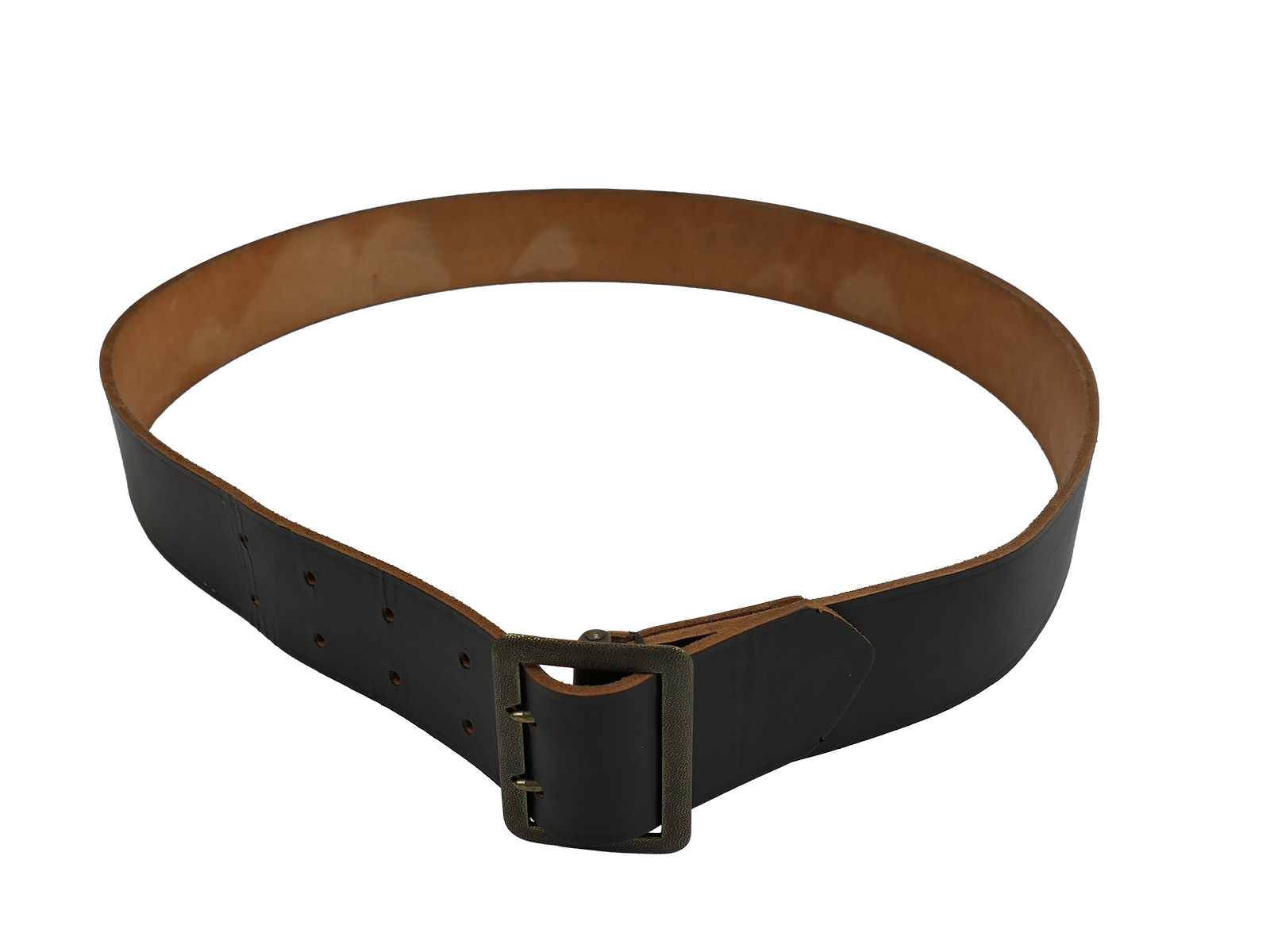One-off item – Wehrmacht black leather belt, double-pronged officer’s belt, 115 cm