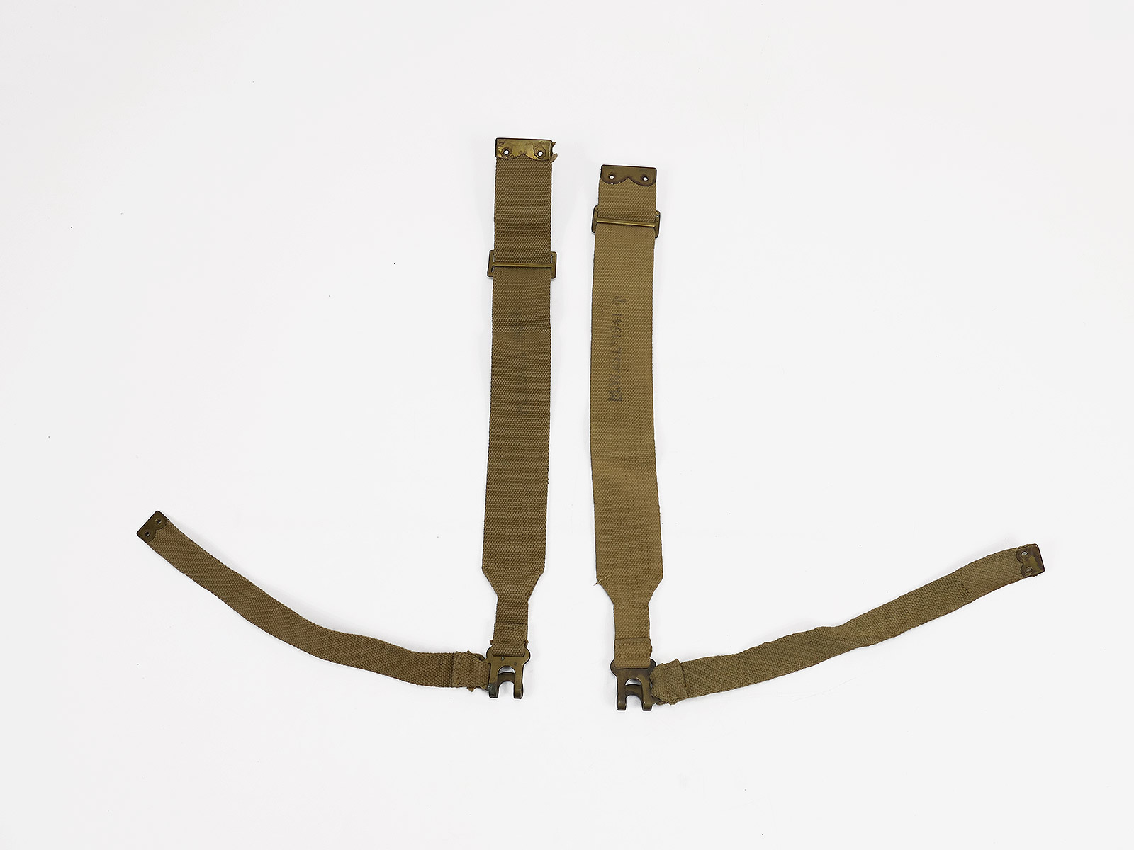 #2 British Army WW2 dated Original 1937 Webbing L-Straps M37 right + left / Suspenders