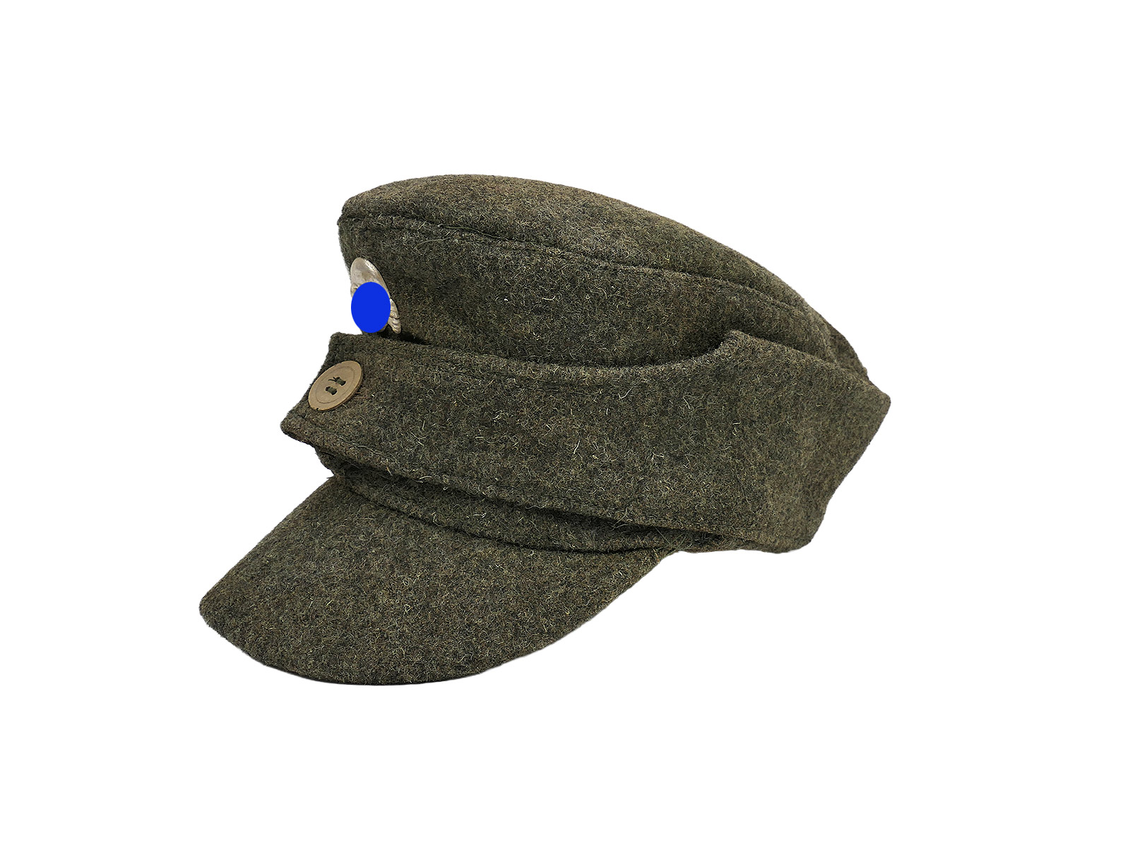 Waffen SS Camp-style M43 single-button field cap, wool fabric with metal TK bashlik cap, size 59