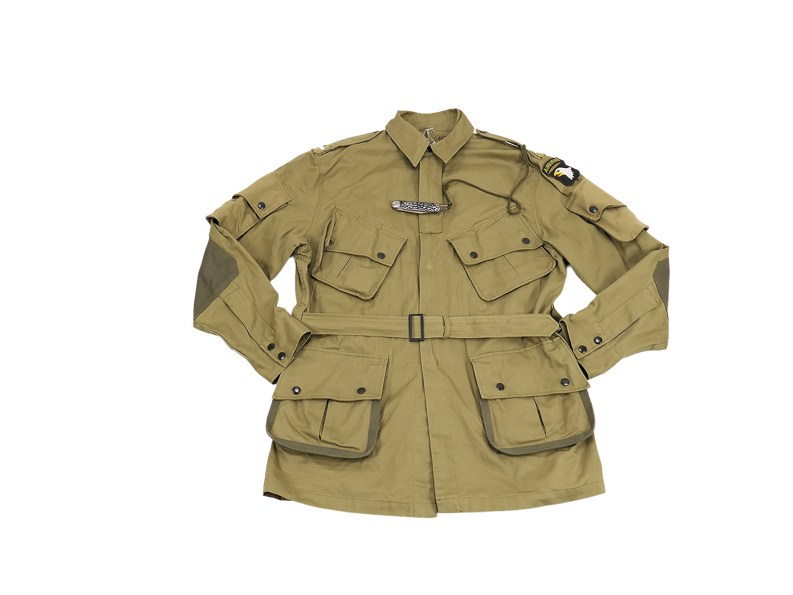 One-off US WW2 101st Airborne Paratrooper Jump Jacket (US size 46) + knife + clicker