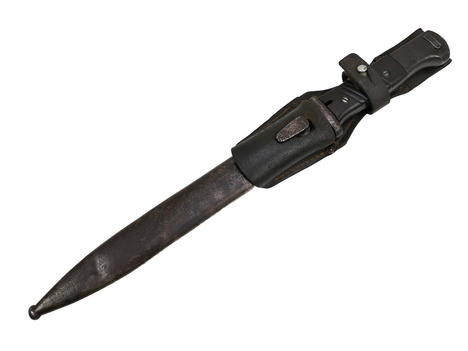 Wehrmacht M84/98 K98 bayonet / S/155 sidearm with belt loop – BATTLE WORN