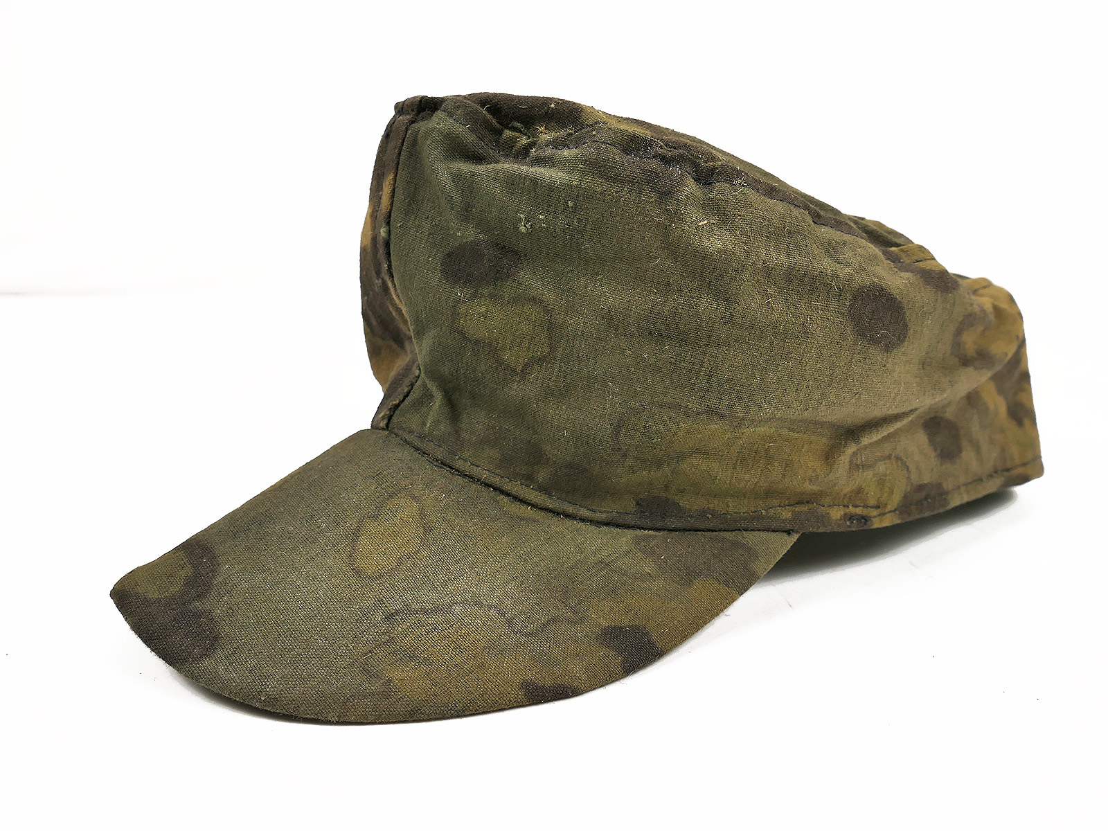 Waffen SS Frontline Field Cap, Original Fabric, Oak Leaf Autumn Pattern, Size 58, Camouflage Cap