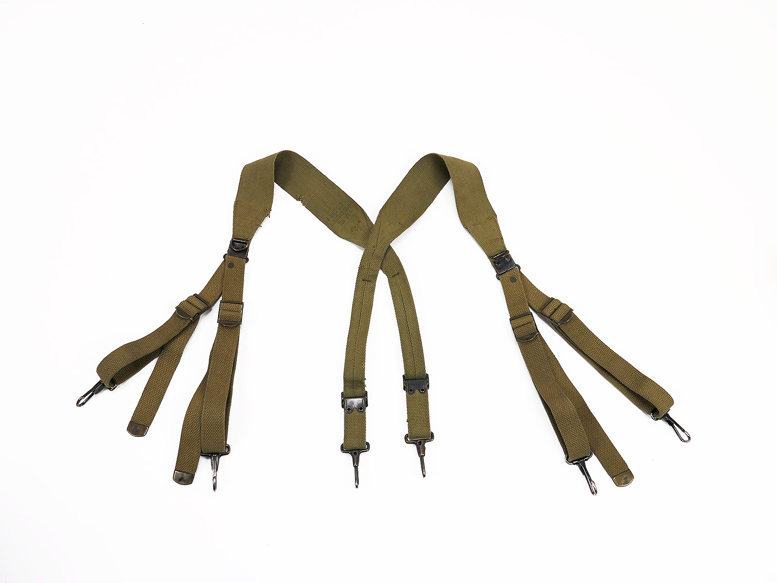 #2/ Original US Army WW2 M1936 Suspenders 1942 dated Collection BATTLE WORN 