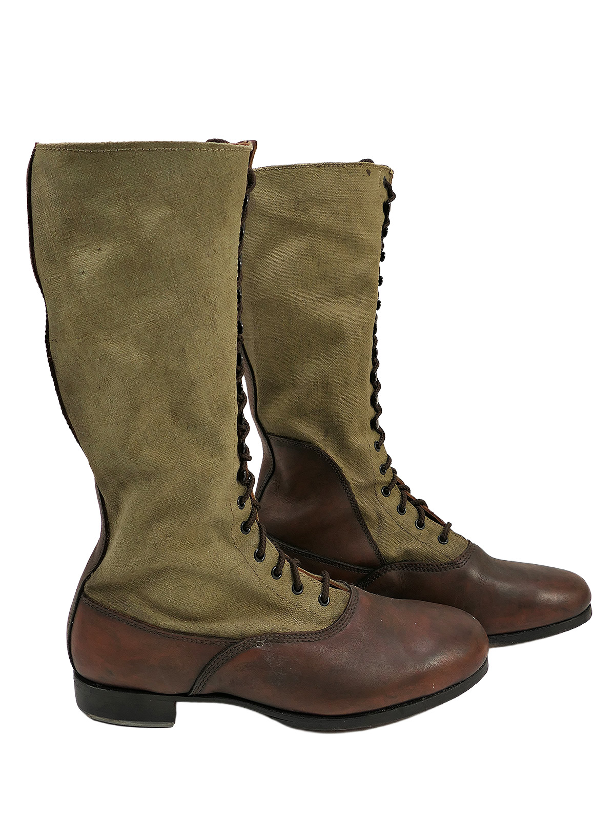 Single pair – Wehrmacht DAK high-top tropical boots, Afrika Korps boots, size 46, COLLECTION BATTLE WORN