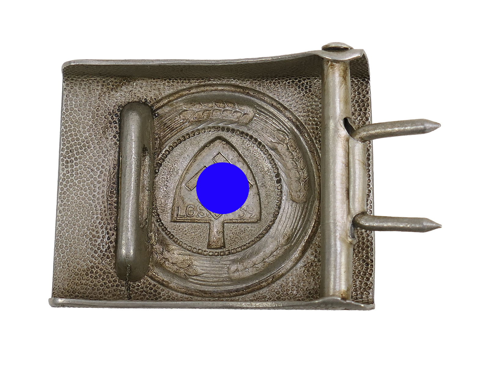 One-off item – Aluminium RAD (Reich Labour Service) belt buckle, antique, COLLECTION BATTLE WORN