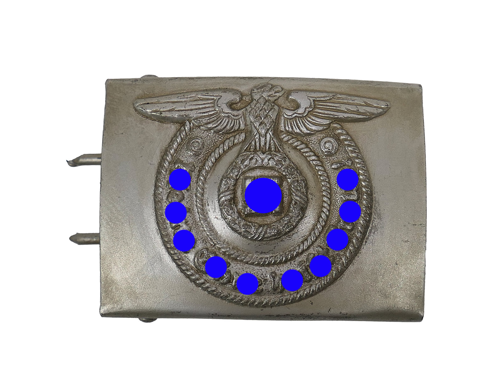 Waffen SS RZM 36/42 belt buckle, steel, with a beautiful patina – COLLECTION BATTLE WORN