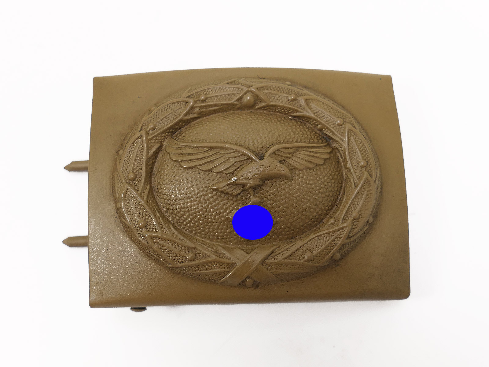 Wehrmacht Luftwaffe belt buckle, steel, tropical, J.F.S., green-brown, antique finish, paratrooper