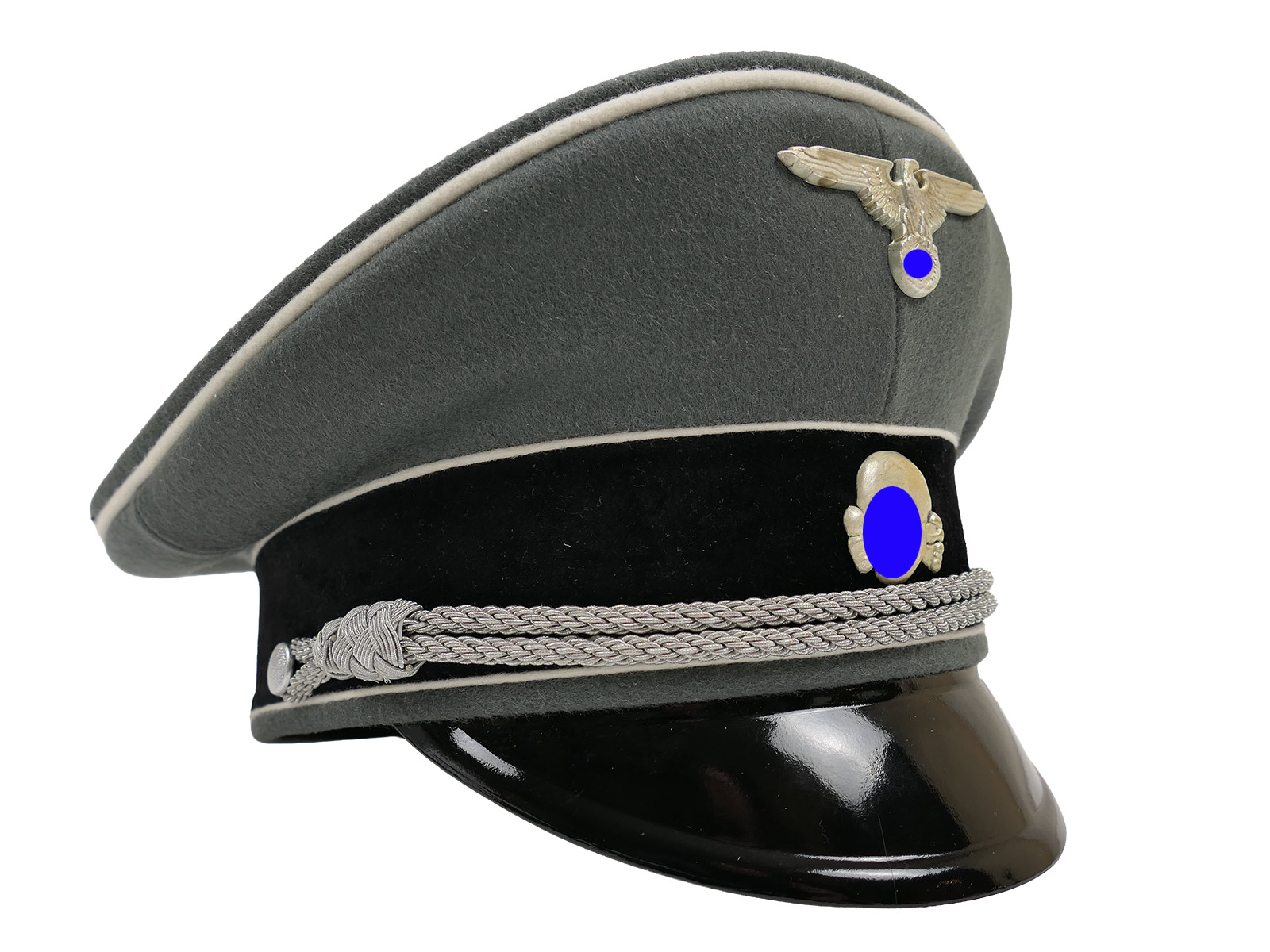 Waffen SS peaked cap, officer’s, size 58 – top-quality museum-grade reproduction with metal detailing