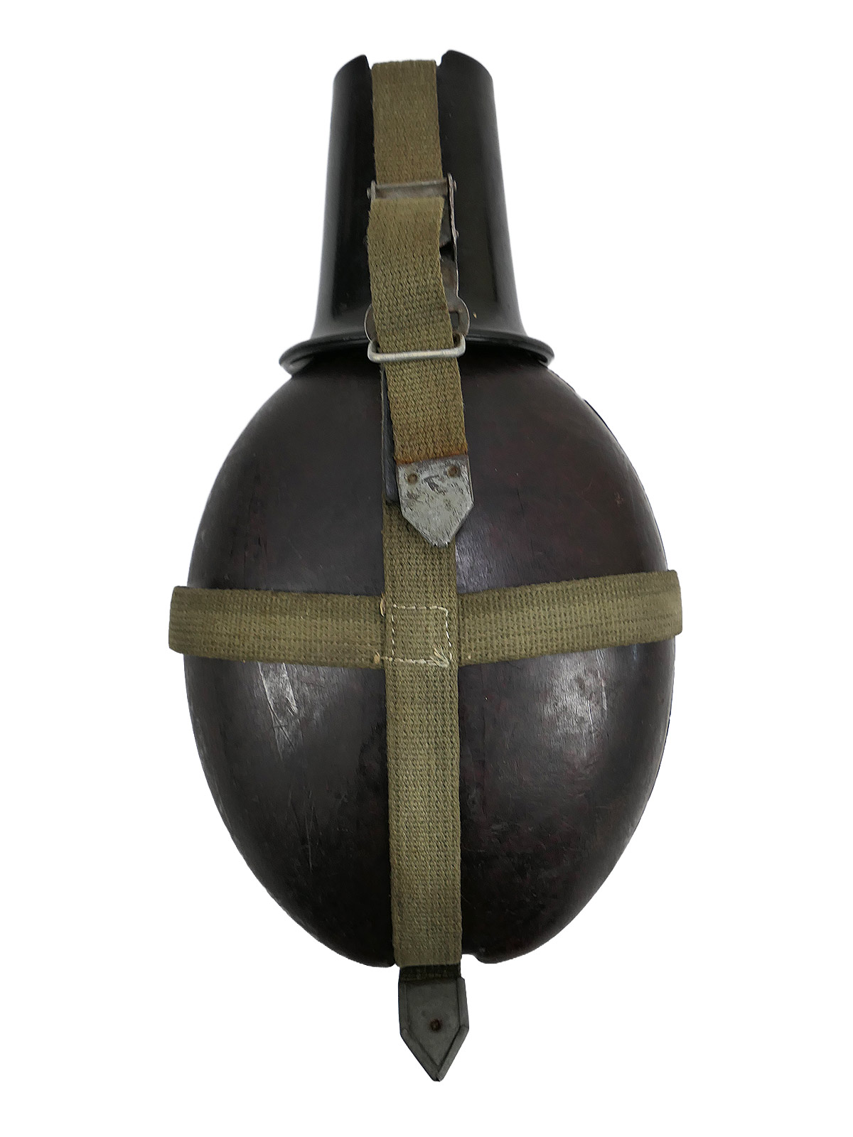 Wehrmacht DAK Afrika Korps coconut field flask, tropical, RITTER ALFURIT, with cup – COLLECTION, BATTLE-WORN