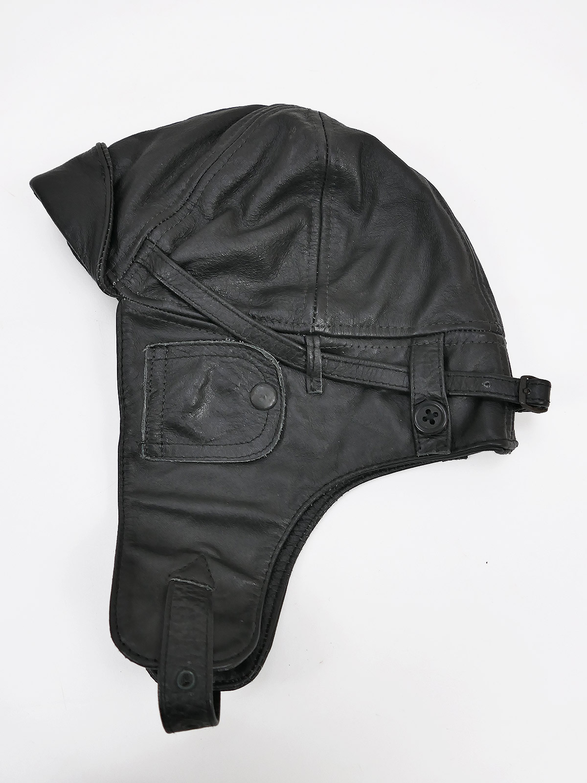 Leather aviator cap headgear leather cap black small size
