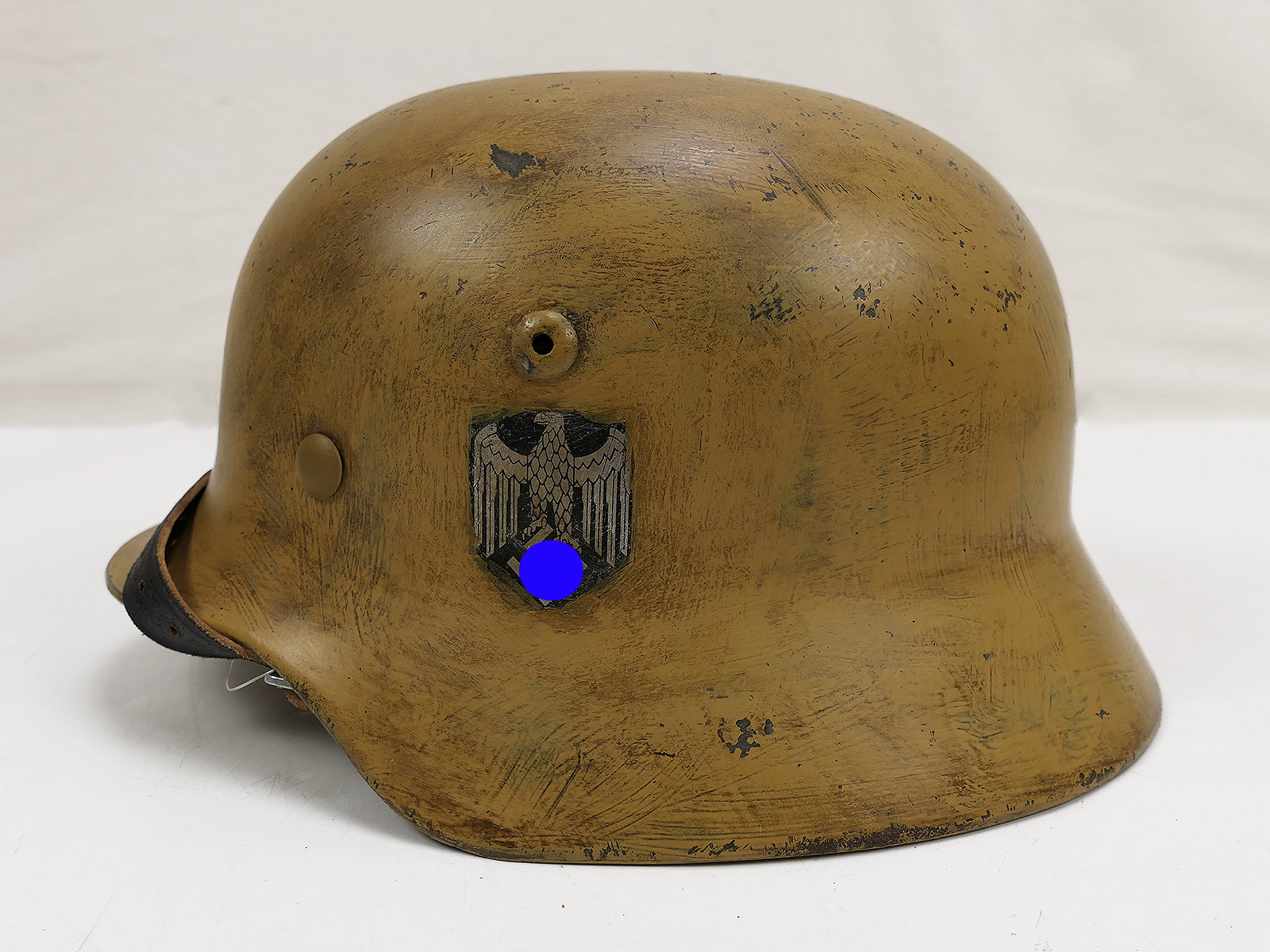 Wehrmacht DAK Afrika Korps steel helmet, TYPE M35, with helmet lining, size 58, tropical helmet, BATTLE-WORN