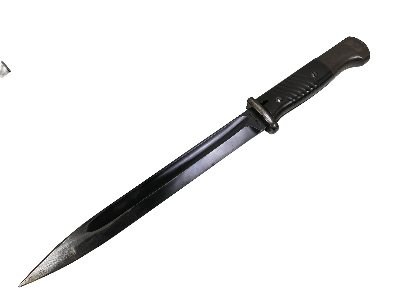 Wehrmacht M84/98 bayonet by Berg & Co, 1938, K98 carbine / fixed bayonet with scabbard, BATTLE-WORN