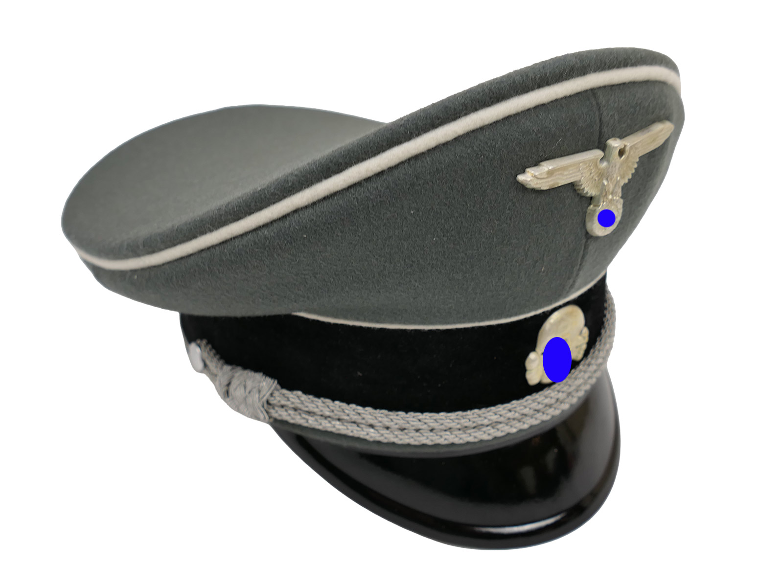 Waffen SS peaked cap, officer’s, size 58 – top-quality museum-grade reproduction with metal detailing