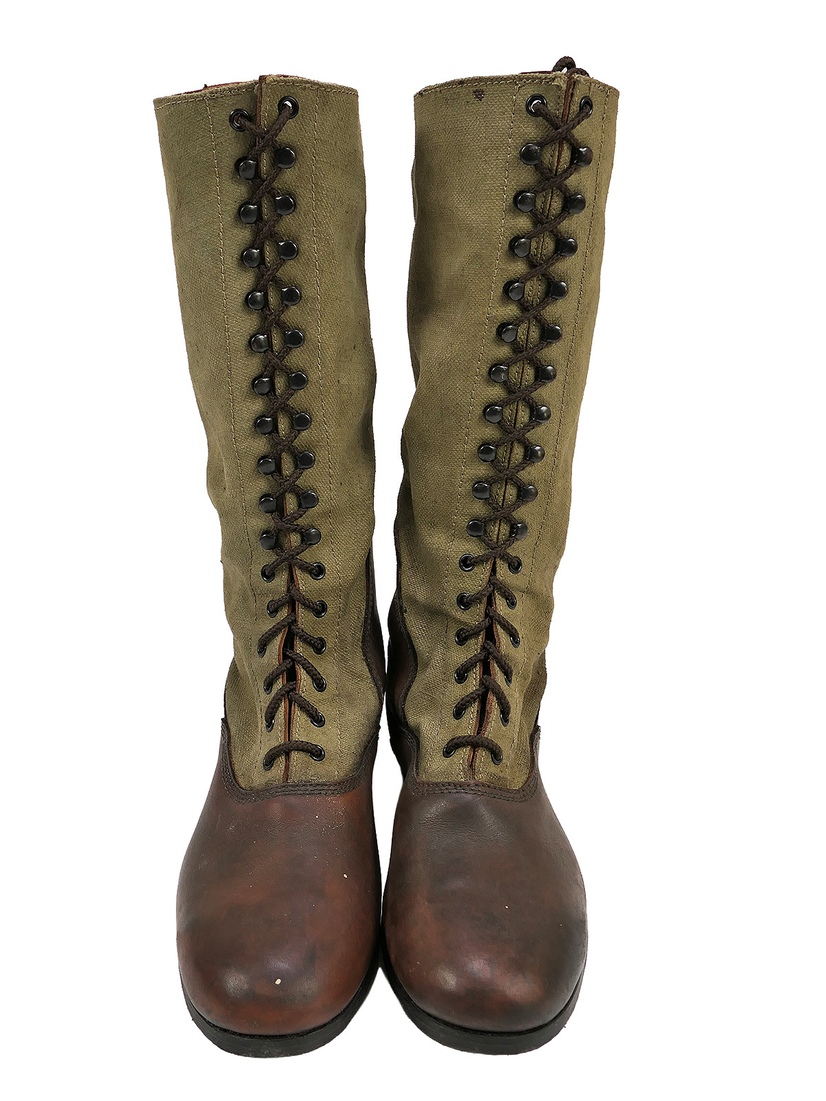 Single pair – Wehrmacht DAK high-top tropical boots, Afrika Korps boots, size 46, COLLECTION BATTLE WORN