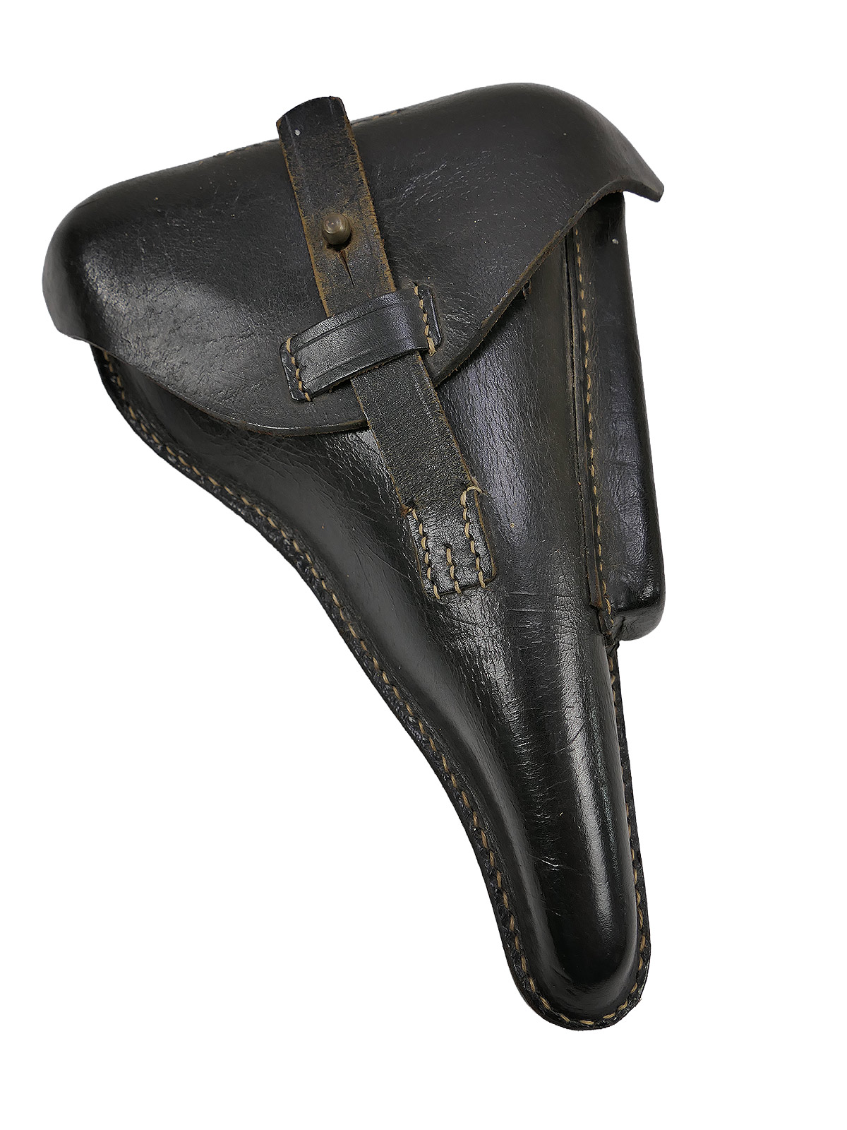 One-off item – P08 POLICE holster, leather holster with P08 key, pistol pouch, BATTLE WORN