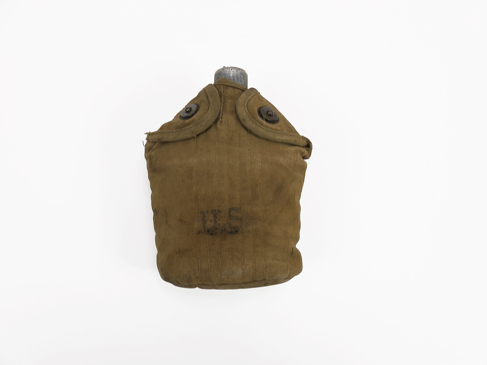 Original US Army WW1/WW2 canteen with cup and cover, 1918–1943 Collection: BATTLE WORN NORMANDY