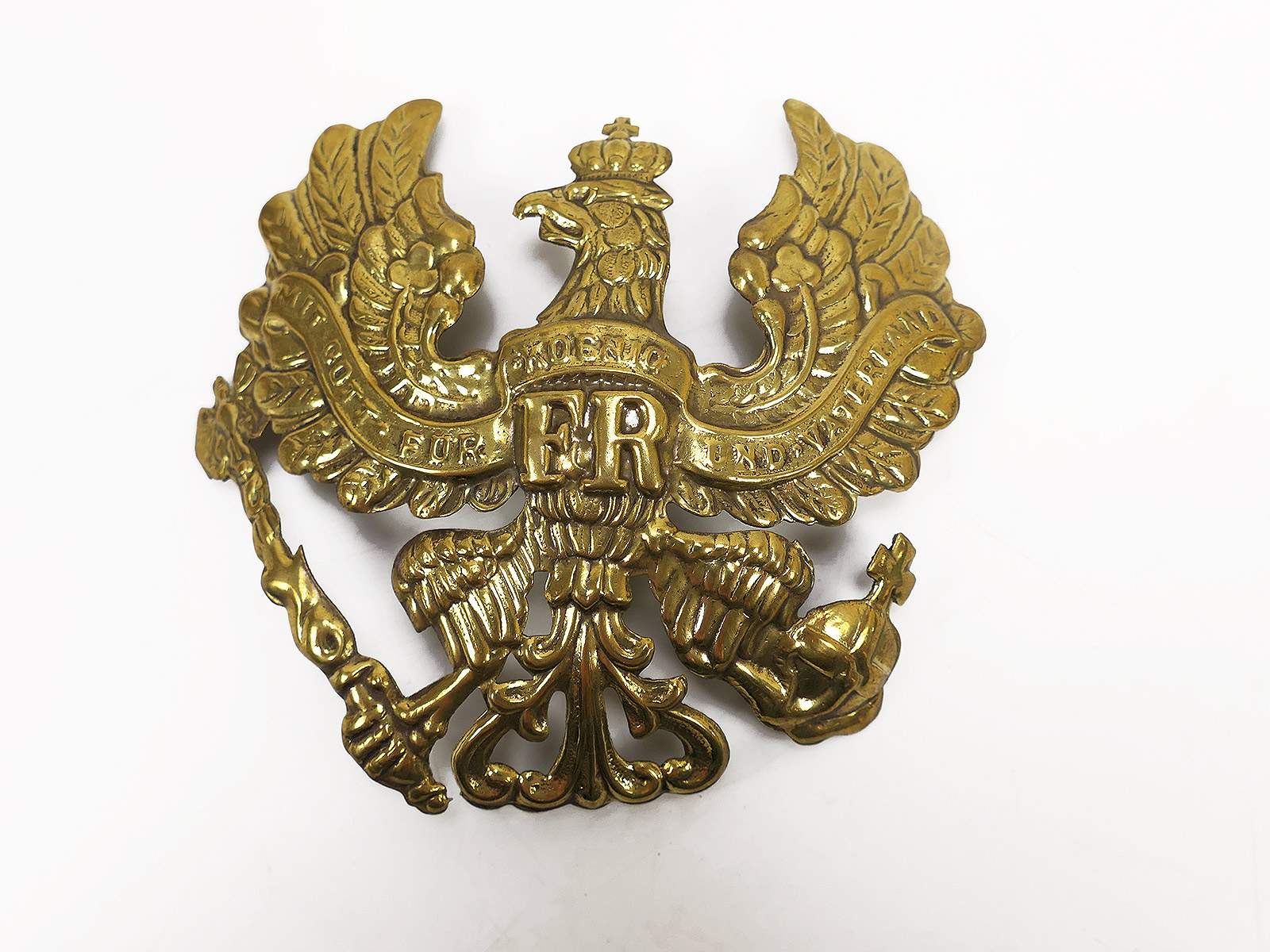 #D single piece brass eagle line eagle ornament helmet pickelhaube Prussia spare part #D single piece brass eagle line eagle ornament helmet pickelhaube Prussia spare part