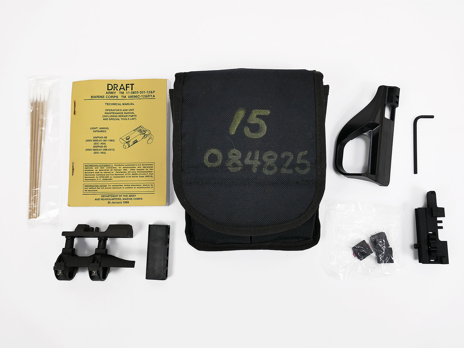 US GI Military Infrared Aiming Light Pouch with Manual , Spare Parts Kit & Mounting