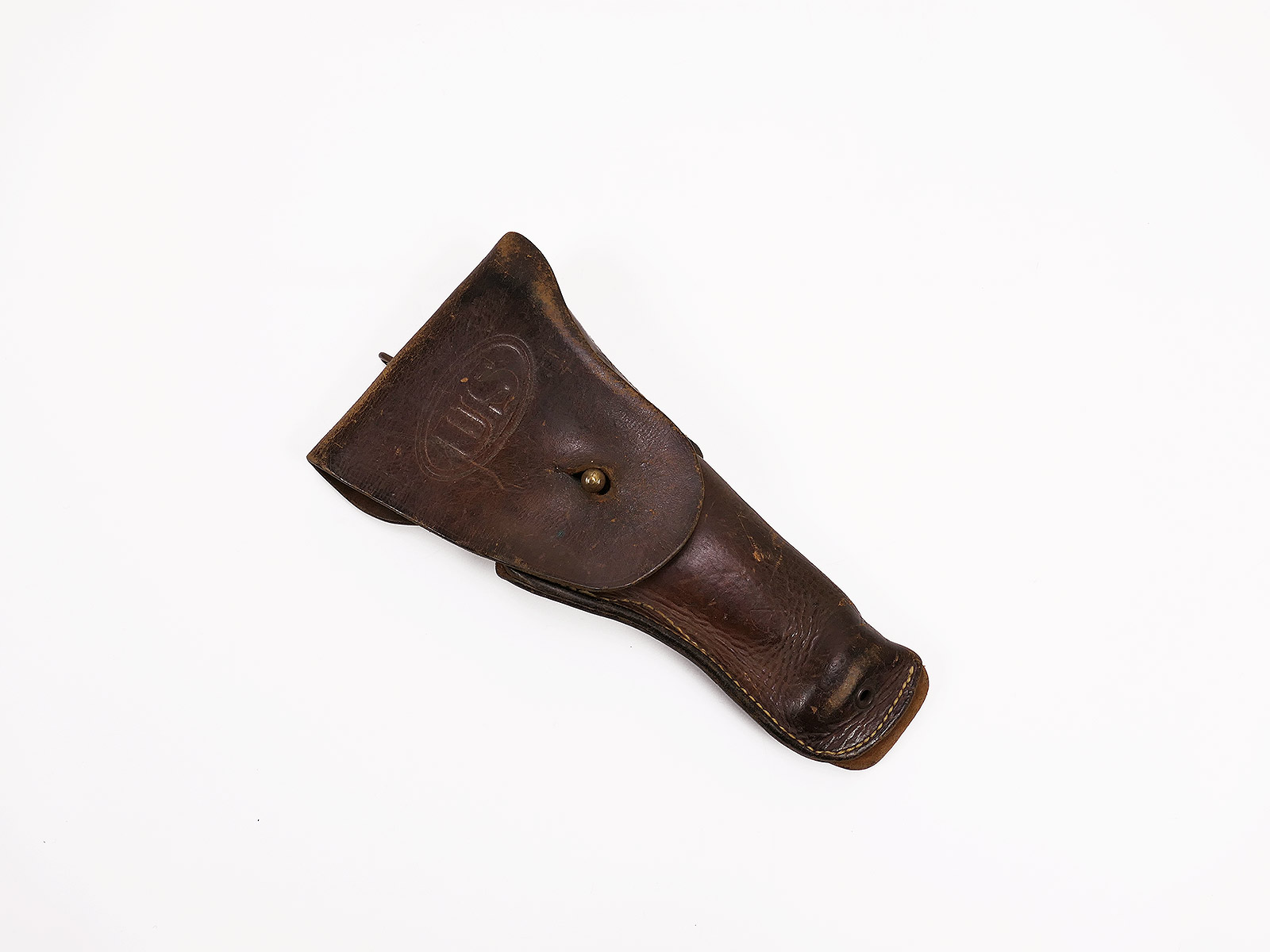#3/ Original US ARMY WW2 Colt 1911 Pistol Holster 1943 Holster Leather Holster Brown / Collection BATTLE WORN 